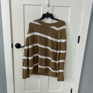 Lane Bryant Brown and White Striped Sweater